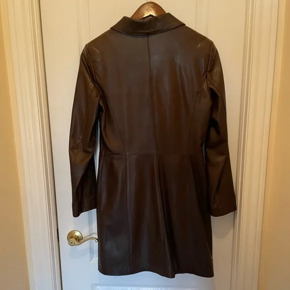 Danier Chocolate Brown Leather Soft Coat - Picture 2 of 3